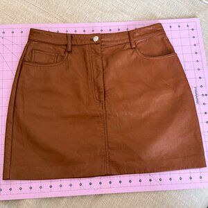 Wilfred (Aritzia) Faux Vegan Brown Leather Miniskirt (Size 8)